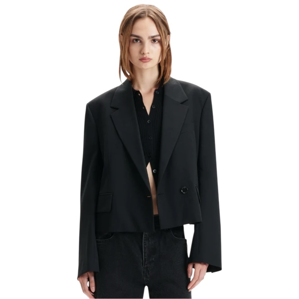 Agolde Black Cropped Oversized Blazer